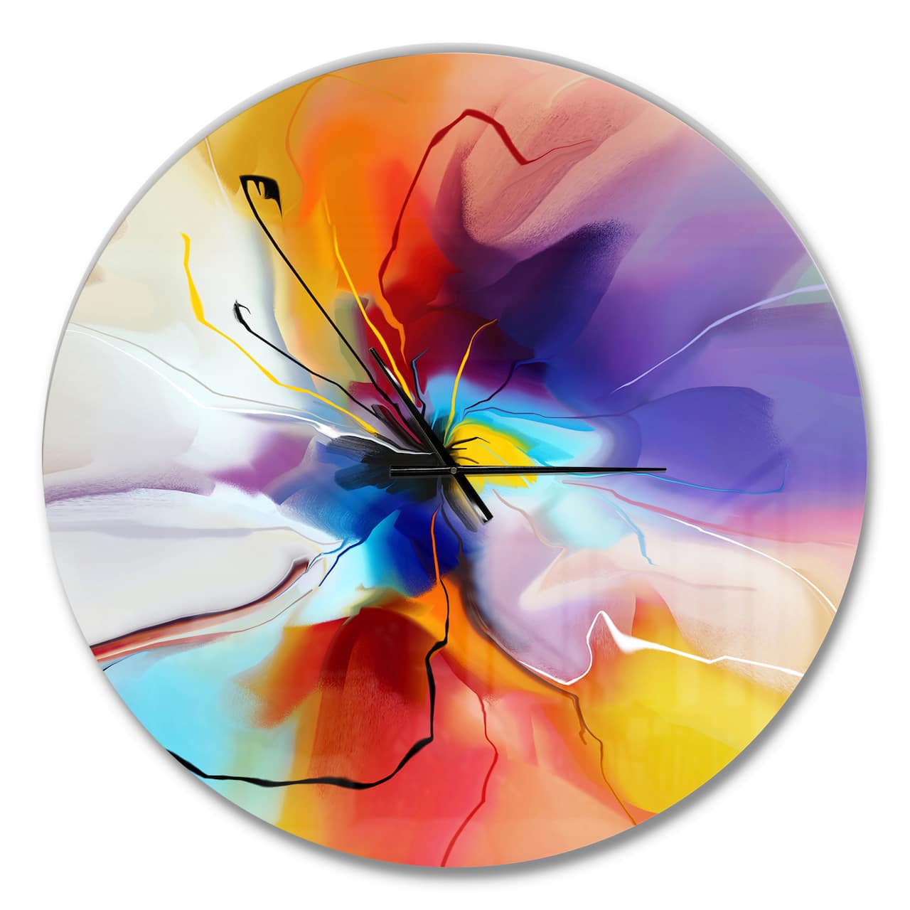 Designart Multicolored Creative Flower Farmhouse Wall Clock
